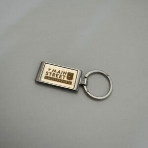 Silver Keychain with Main Street Chestertown Logo on it